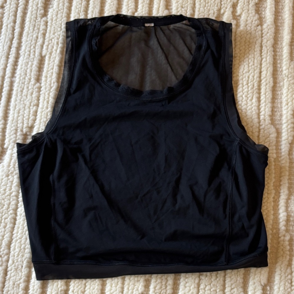 Black Crop Mesh Tank